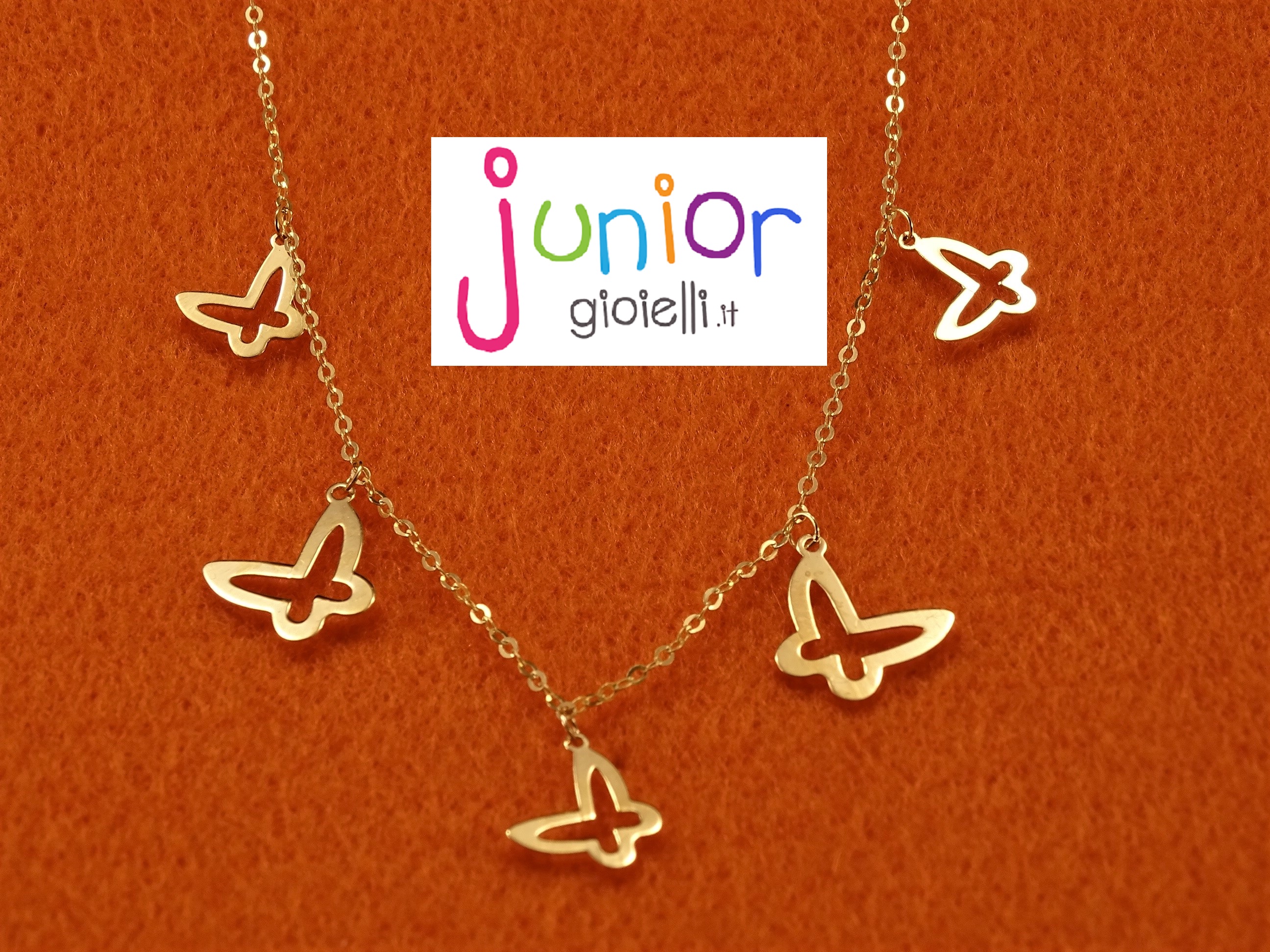 Collana Farfalle in Oro da Bambina - Junior Gioielli Torino Collana Farfalle in Oro da Bambina - Junior Gioielli Torino
